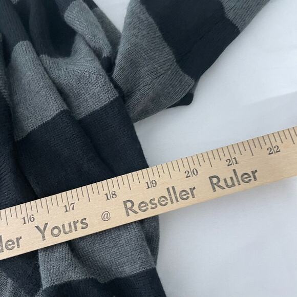 Eddie Bauer Travex Cardigan Sweater M Black Gray Stripe Wool Blend Open NEW - Picture 6 of 7